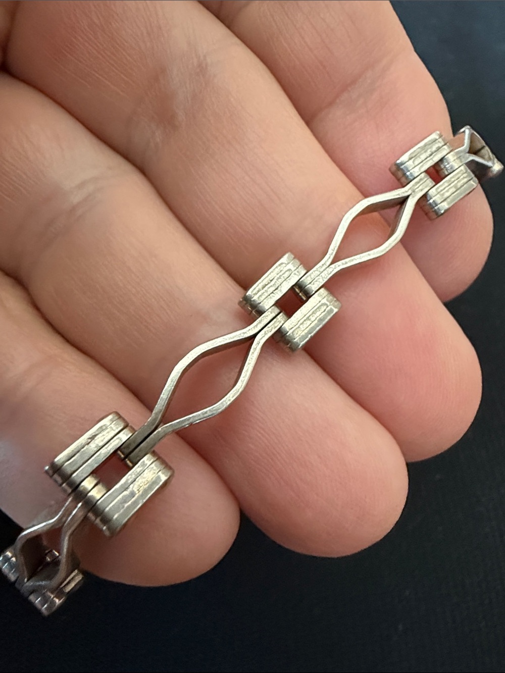 Vintage 925 sterling silver industrial link Brutalist bracelet 7.25” - Picture 6 of 6